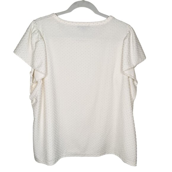 J. Crew Ivory Flutter-Sleeve Jersey T-shirt with Swiss Dot, 2X - Picture 2 of 8
